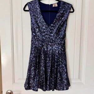 Forever 21 Navy Sequin V-Neck Party Dress
